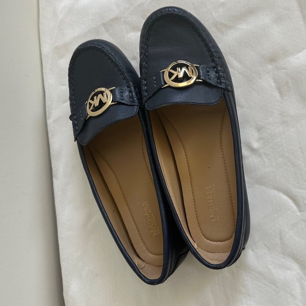 Women Michael Kors Navy Blue Leather Loafers Size 6.5 M